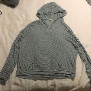 Stripped, Long Sleeve, Hooded Shirt